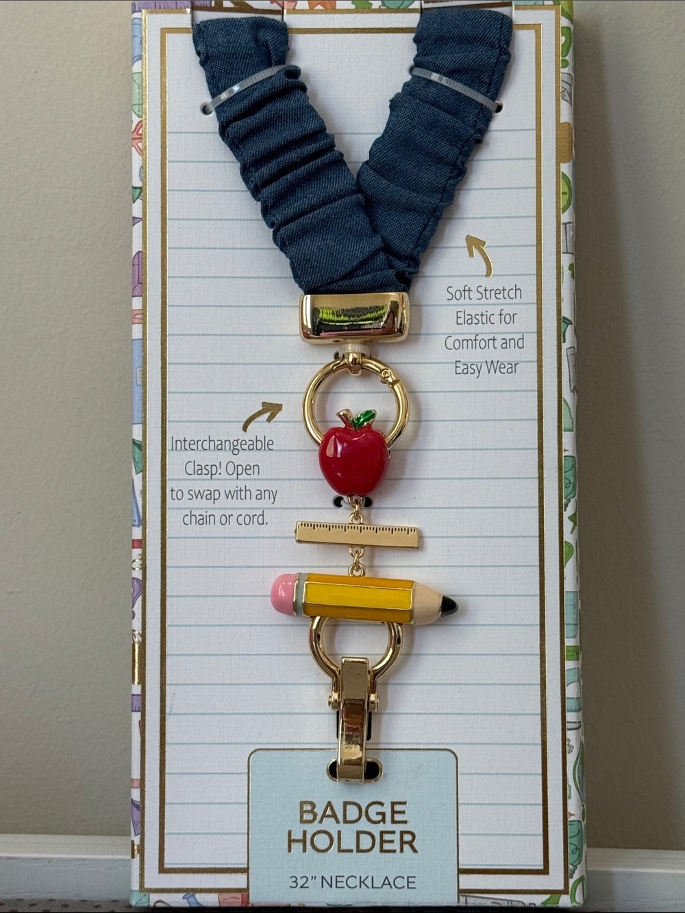 True to Form Teacher Id Badge Holder elastic necklace lanyard